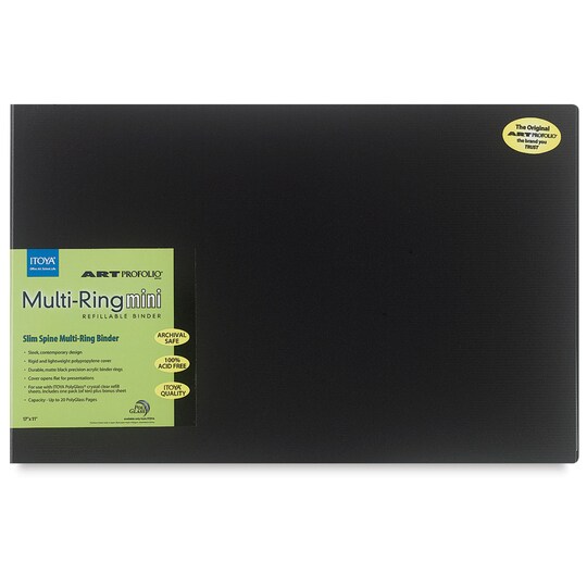 Itoya; Itoya Art Profolio Multi-Ring Mini Binder - 17" x 11", Black, Landscape; Category:Portfolios; Image:1